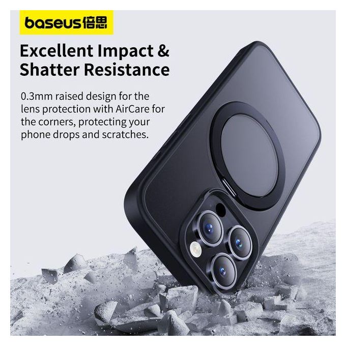 Baseus SkyRing Coque iPhone 15 Plus MagSafe avec Anneau Rotatif 360°