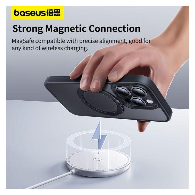 Baseus SkyRing Coque iPhone 15 MagSafe avec Anneau Rotatif 360°
