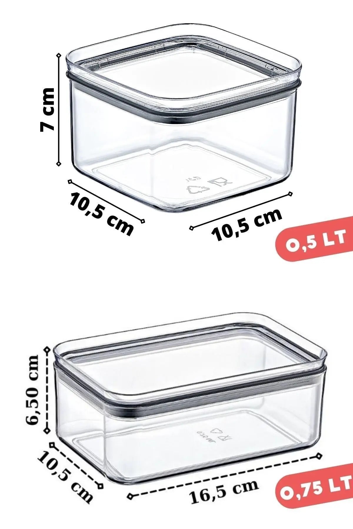 6'lı Set Silikon Conta Kapaklı Etiketli Kahvaltı & Çerezlik Takımı X3 0,75 Lt / X3 0,5 Lt - Justyol