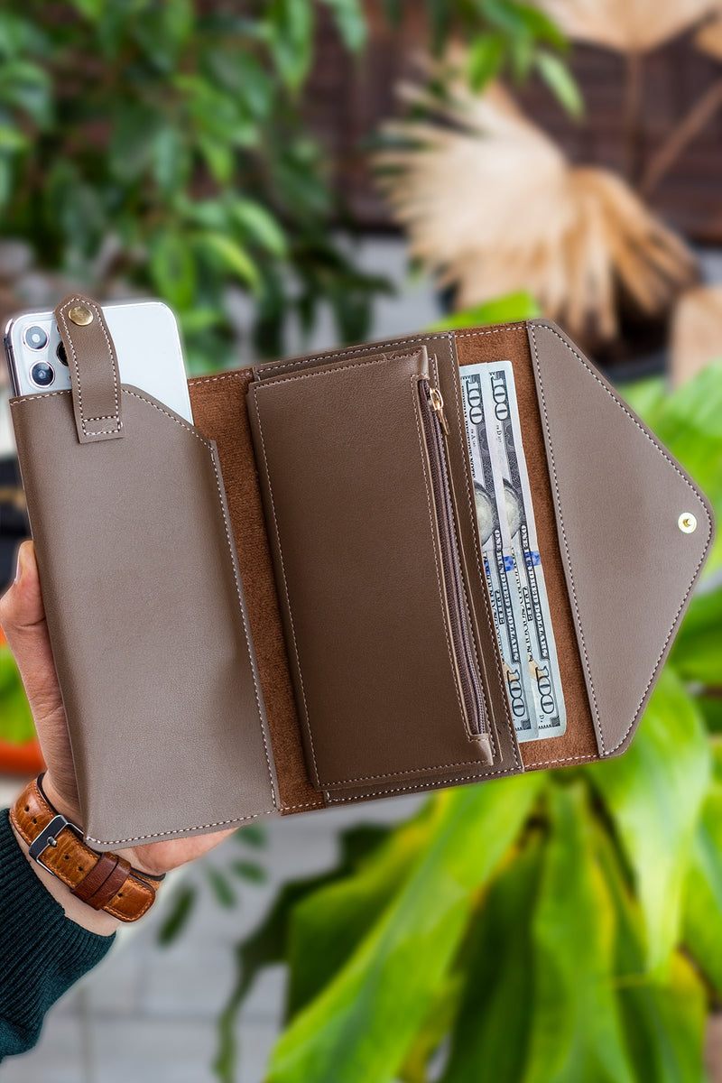 Enveloppe Téléphone et Boîtes de Pièces - Cuir Synthétique, Design Élégant et Pratique