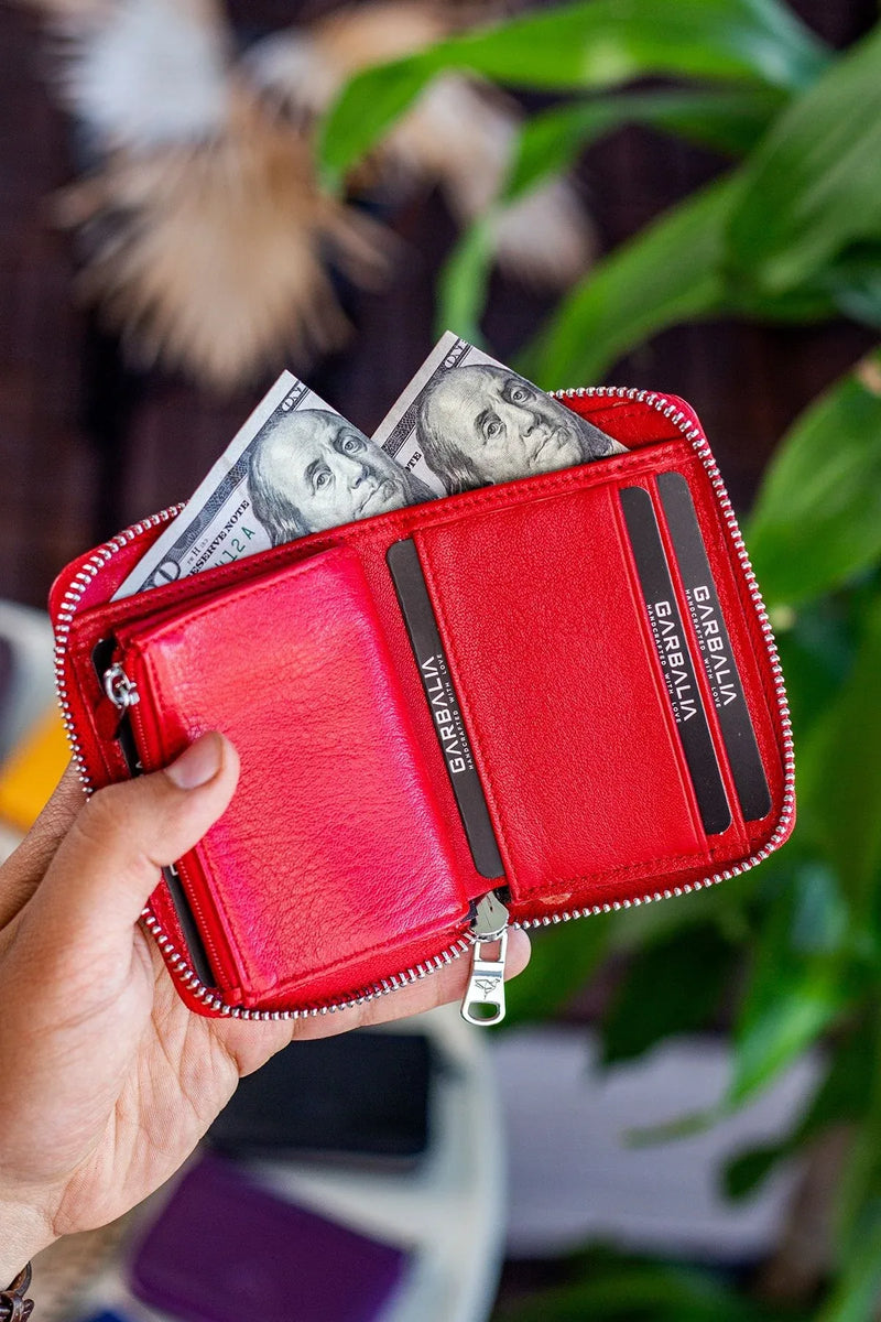 Portefeuille unisexe en cuir véritable Crazy Leather zippé avec porte-monnaie – Taba Sydney