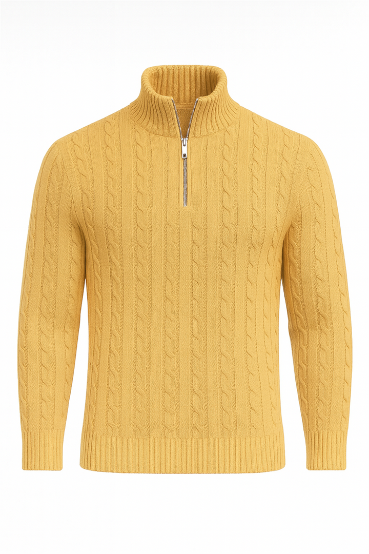 Pull Homme Bardem Maille Torsadée Demi-Zip