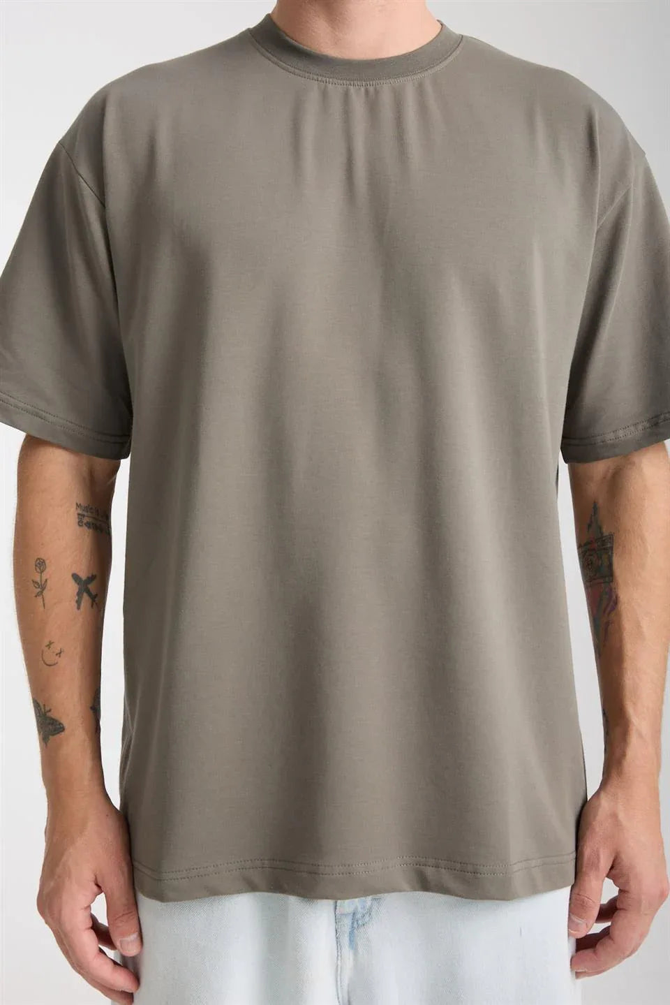 T-shirt homme oversize en coton col rond basique - Justyol