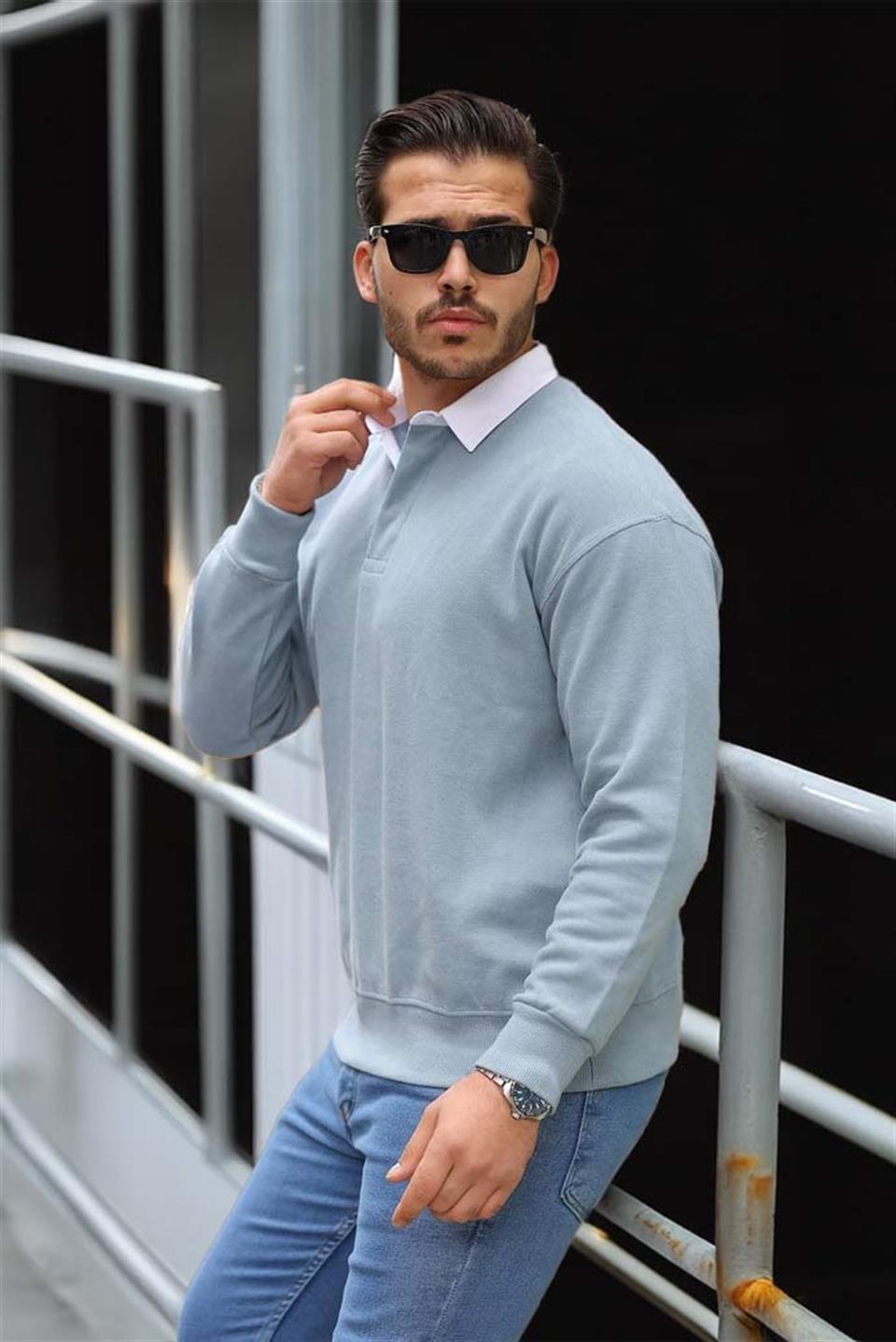 Sweat Homme Luis Col Polo en Maille Selanik