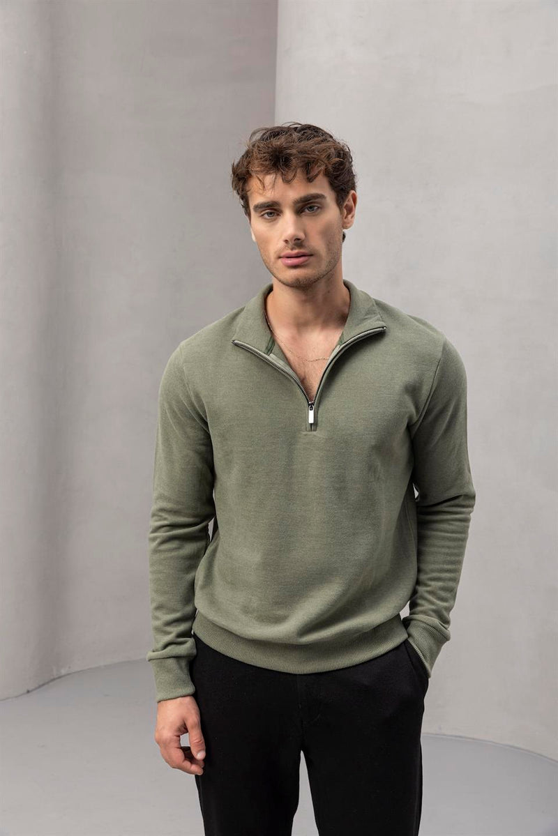 Sweat Homme Lars Col Zippé en Maille Selanik