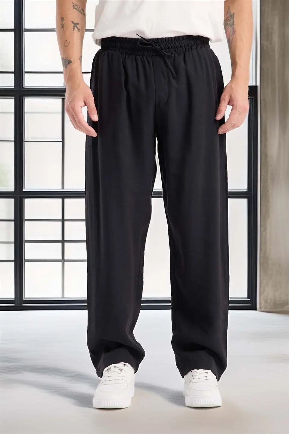 modal kumaş rahat kalip düz paça jogger erkek pantolon - Justyol