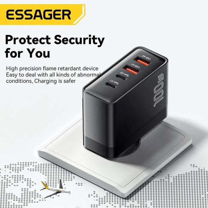 Essager Chargeur Gan 100W USB Type C, Charge Rapide