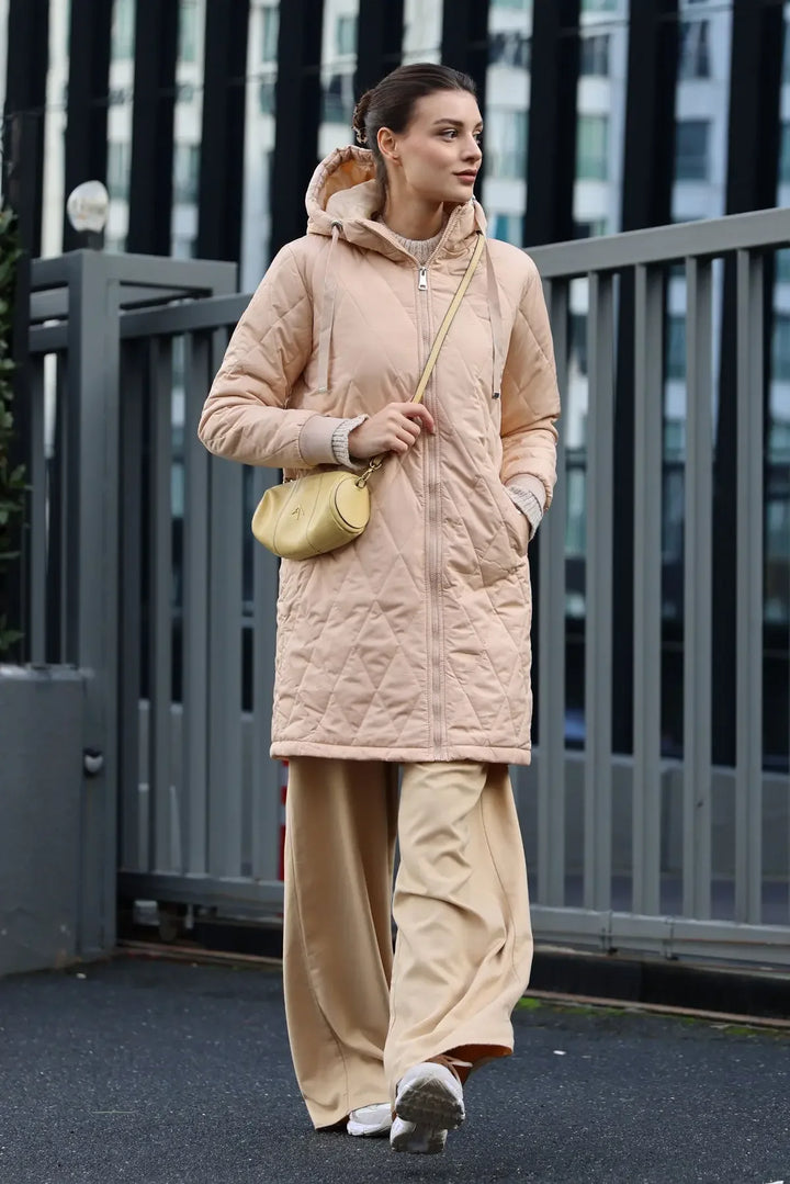 5138 Manteau long matelassé femme style doudoune