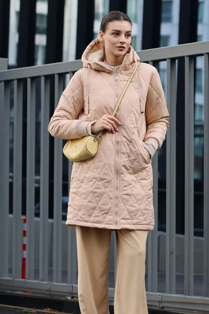 5138 Manteau long matelassé femme style doudoune