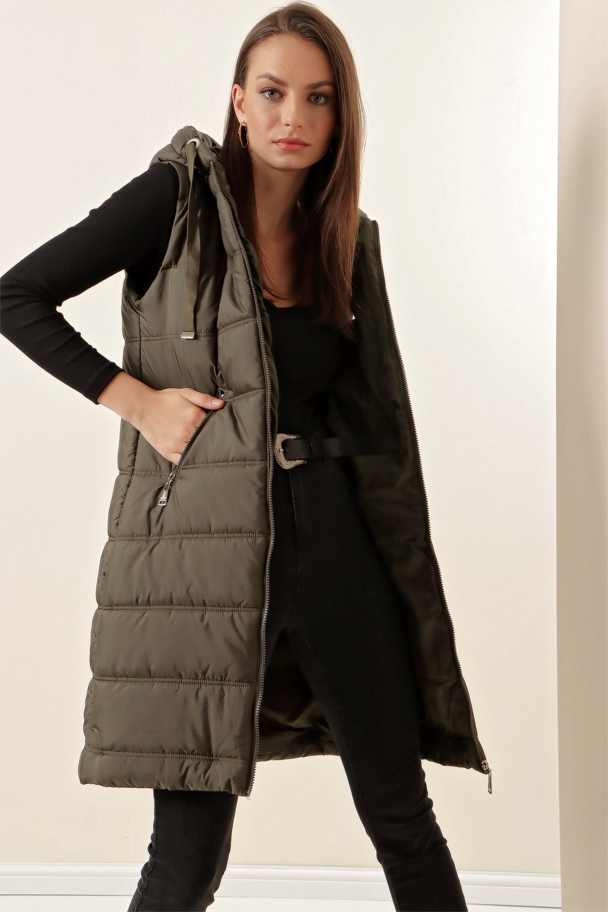 <tc>5140 gilet long en duvet avec capuche</tc>