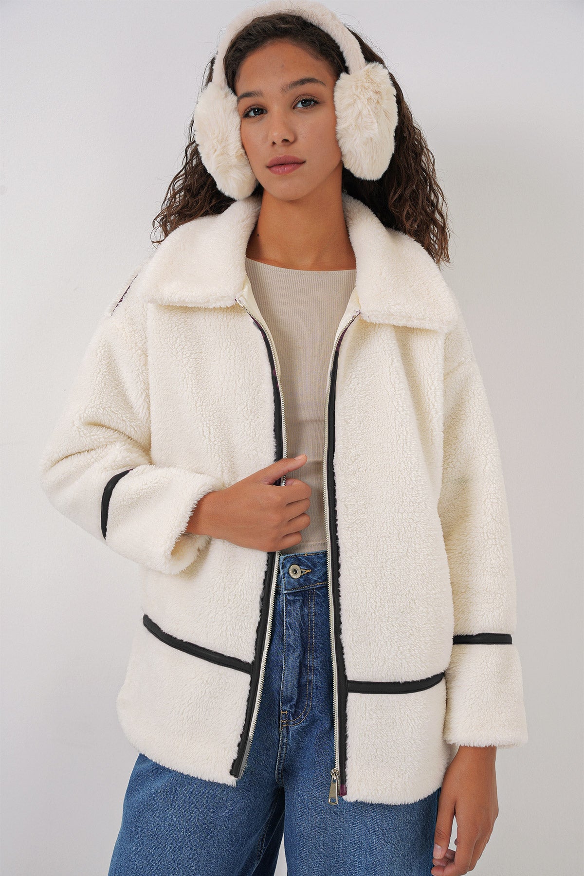 5173 astarli peluş ceket - Justyol