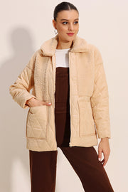 5182 peluş detayli oversize şişme mont - Justyol