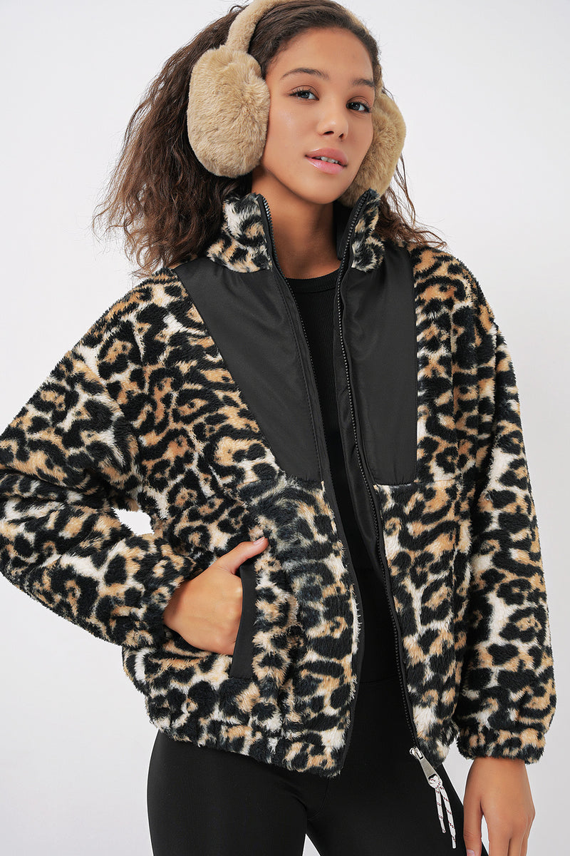 Veste en peluche à fermeture éclair pour femme
