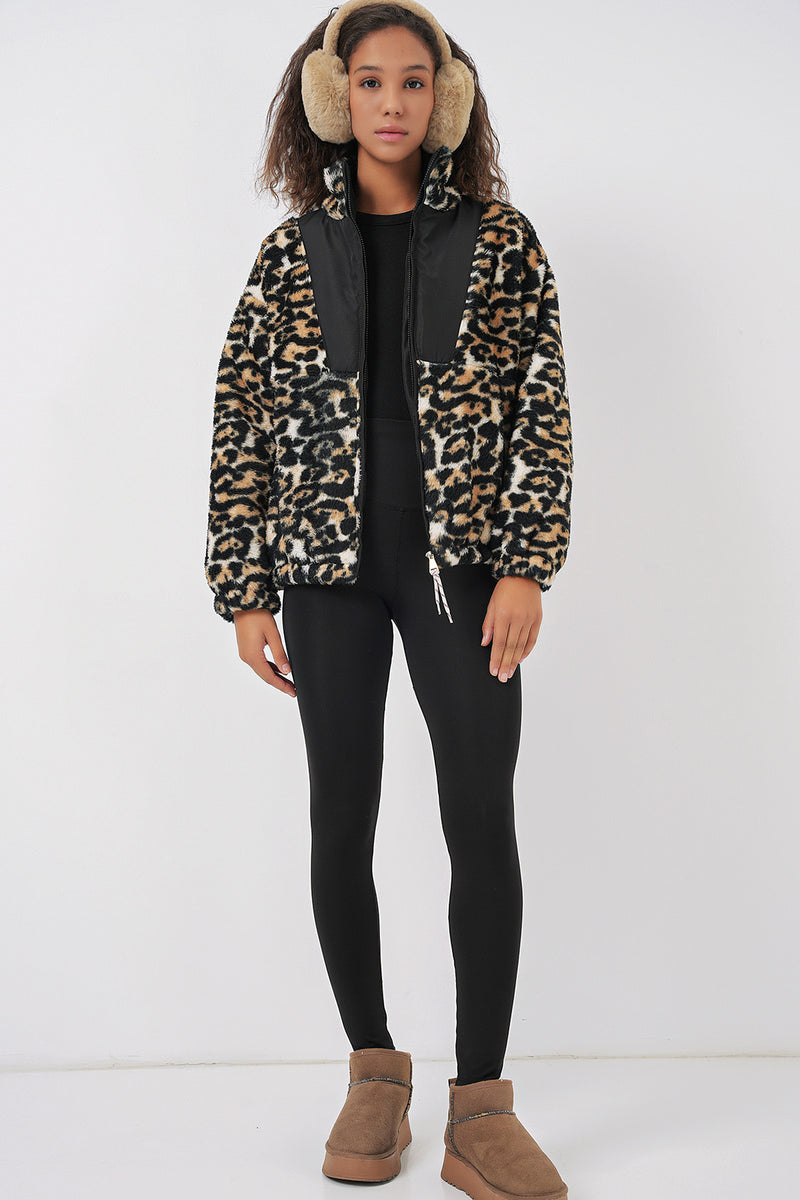 Veste en peluche à fermeture éclair pour femme