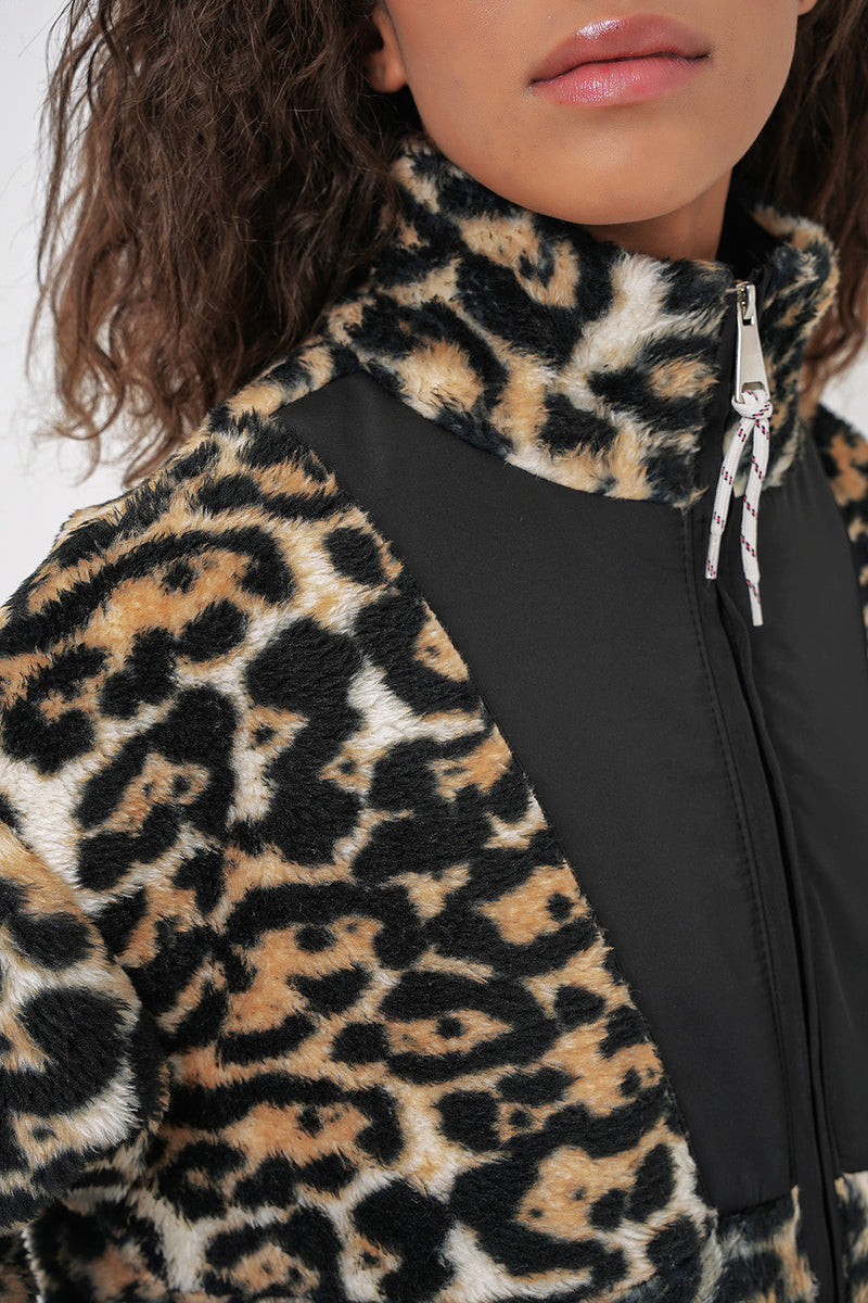 Veste en peluche à fermeture éclair pour femme