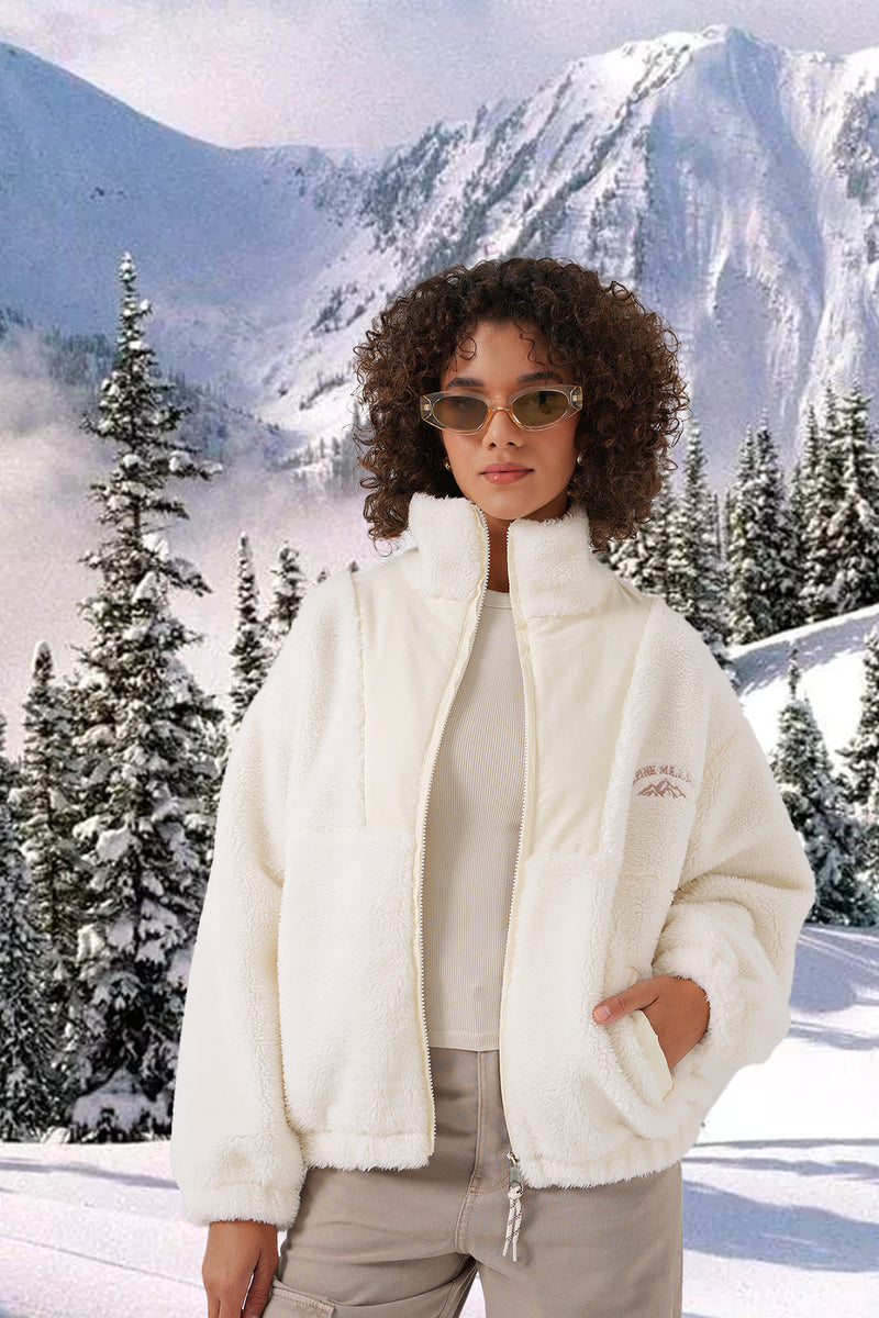 Veste en peluche à fermeture éclair pour femme