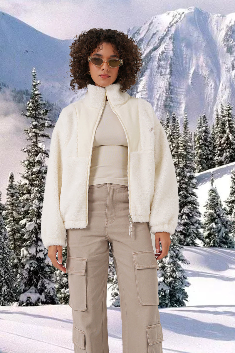Veste en peluche à fermeture éclair pour femme