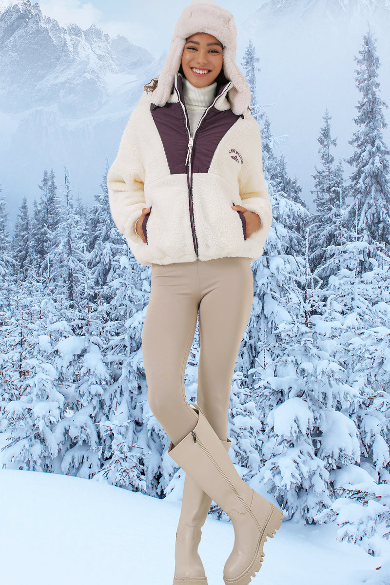 Veste en peluche à fermeture éclair pour femme