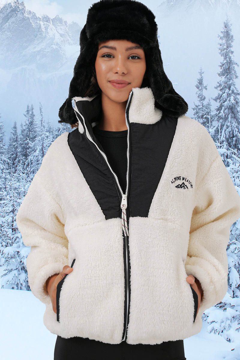 Veste en peluche à fermeture éclair pour femme