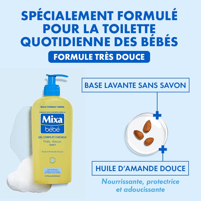 GEL DOUCHE CORPS / CHEVEUX MIXA BEBE 300ML