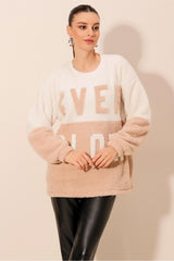 <tc>Sweatshirt en fausse fourrure à coloris blocs 55438


</tc>