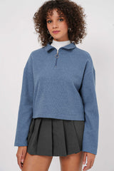 55449 fermuarli yaka örme sweatshirt