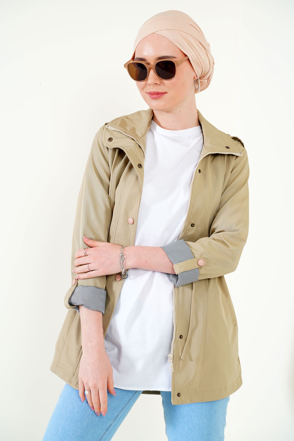 5669 belden lastikli trenchcoat