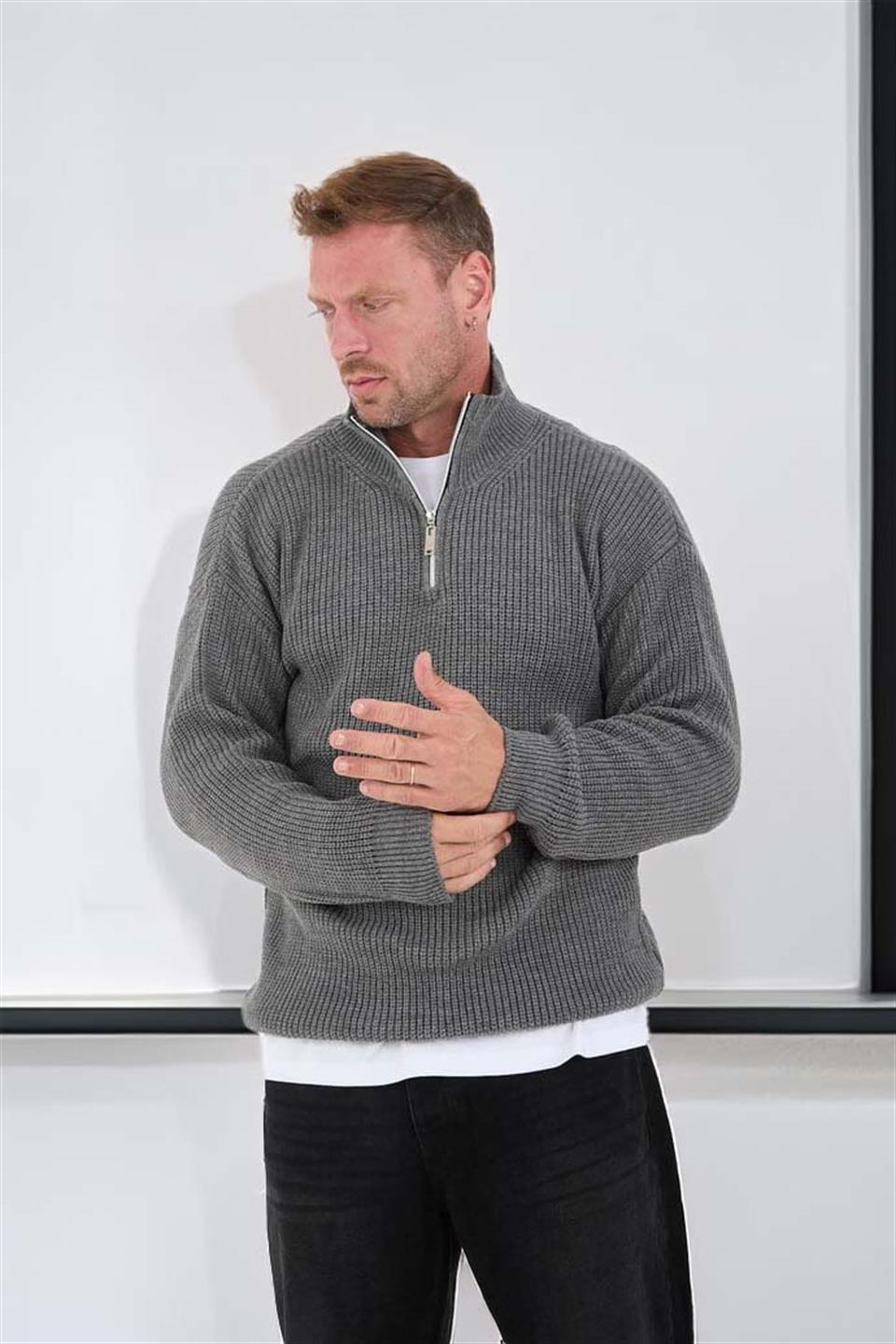Pull Homme Nolan Maille Selanik Demi-Zip Oversize