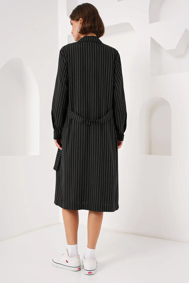 Trench-coat Croisé avec Ceinture et Col Revers