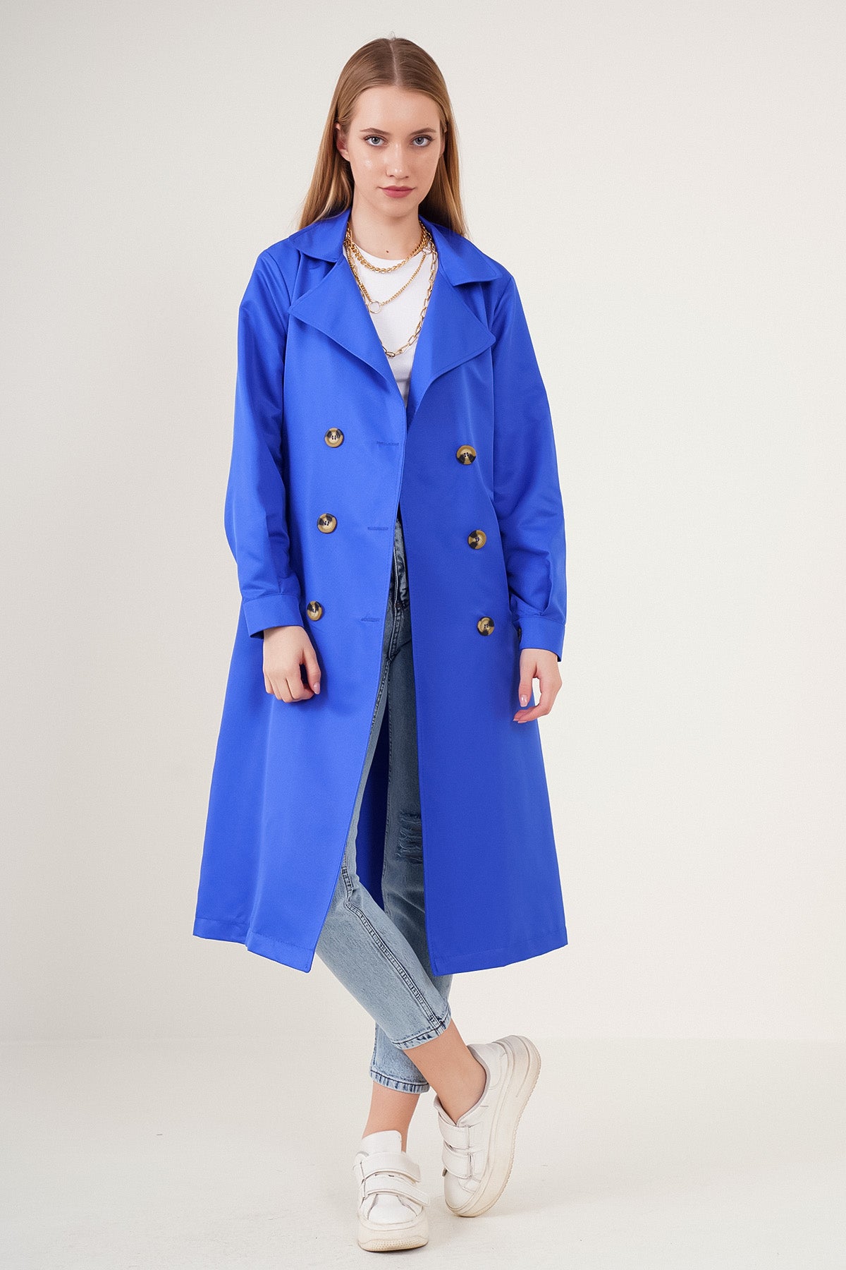 5853 trench-coat à col cranté