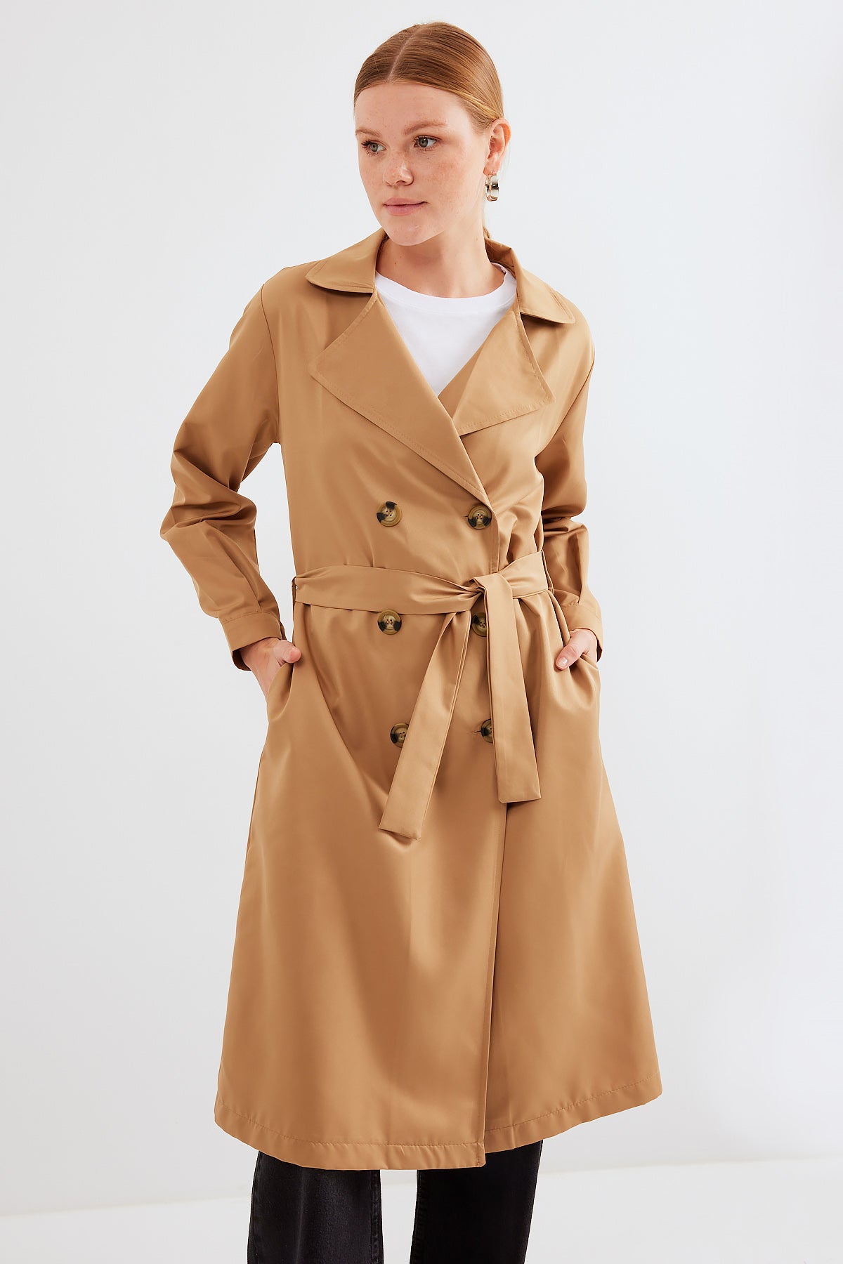 5853 trench-coat à col cranté