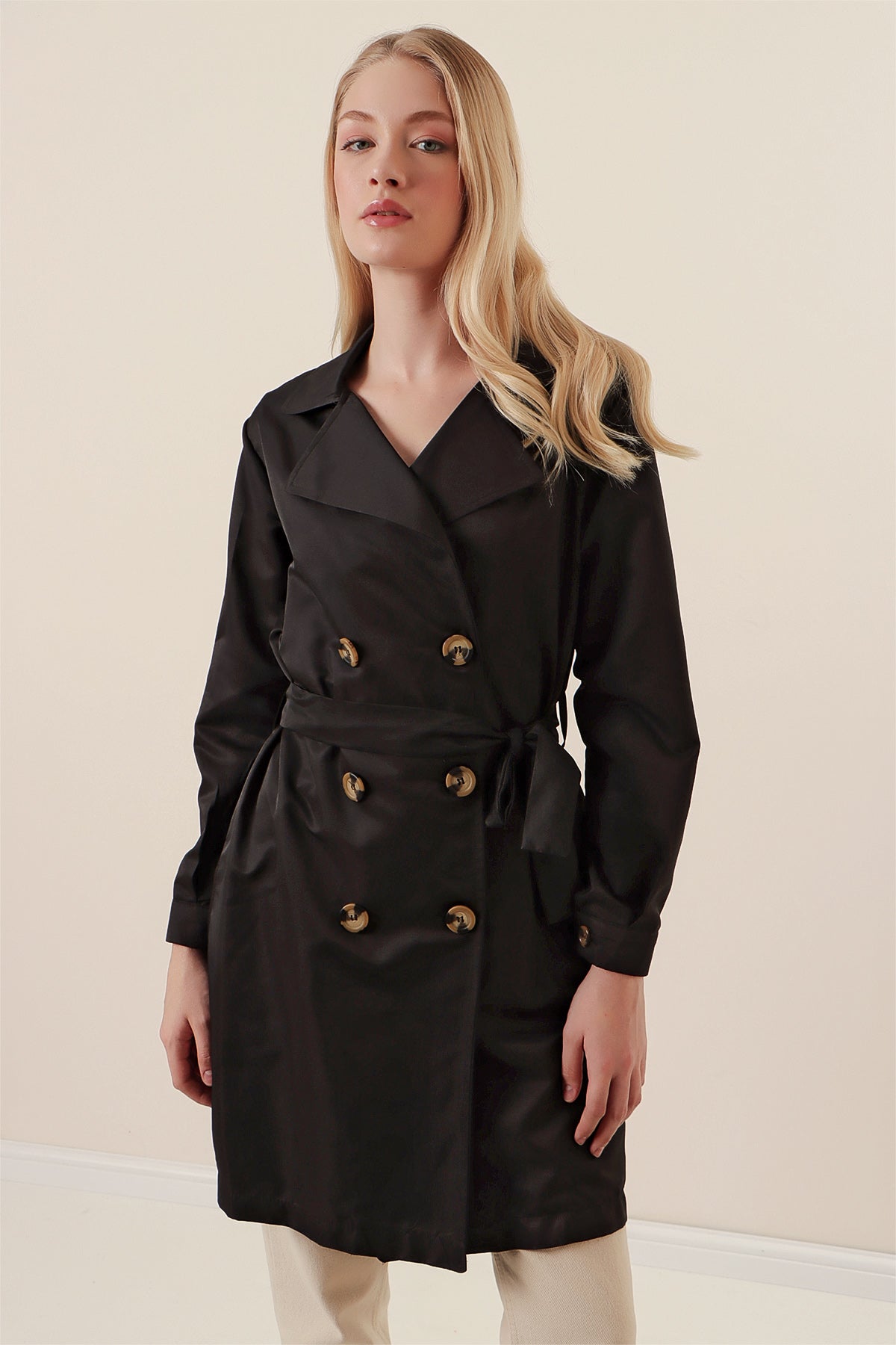 <tc>5864 Trench-Coat Court à Col Croisé</tc>