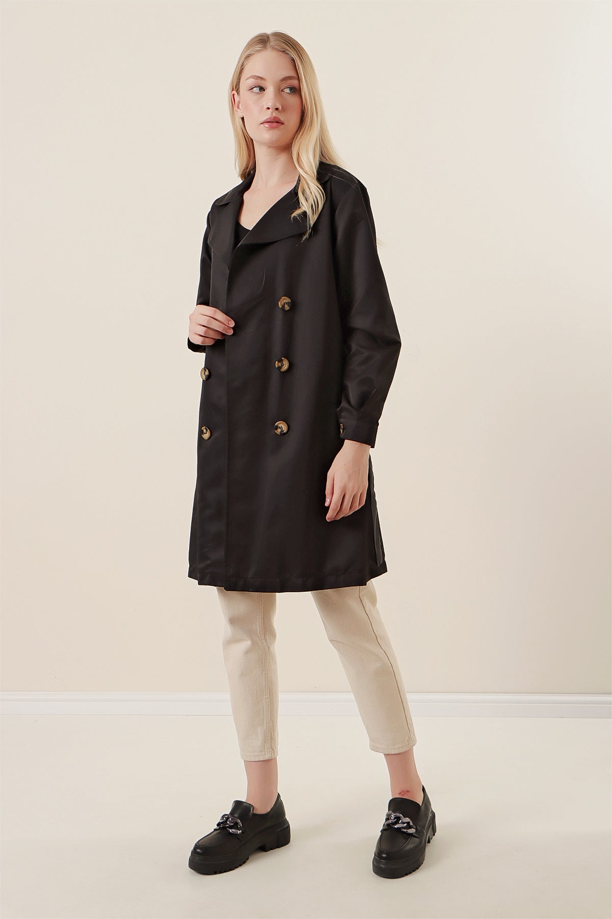 <tc>5864 Trench-Coat Court à Col Croisé</tc>