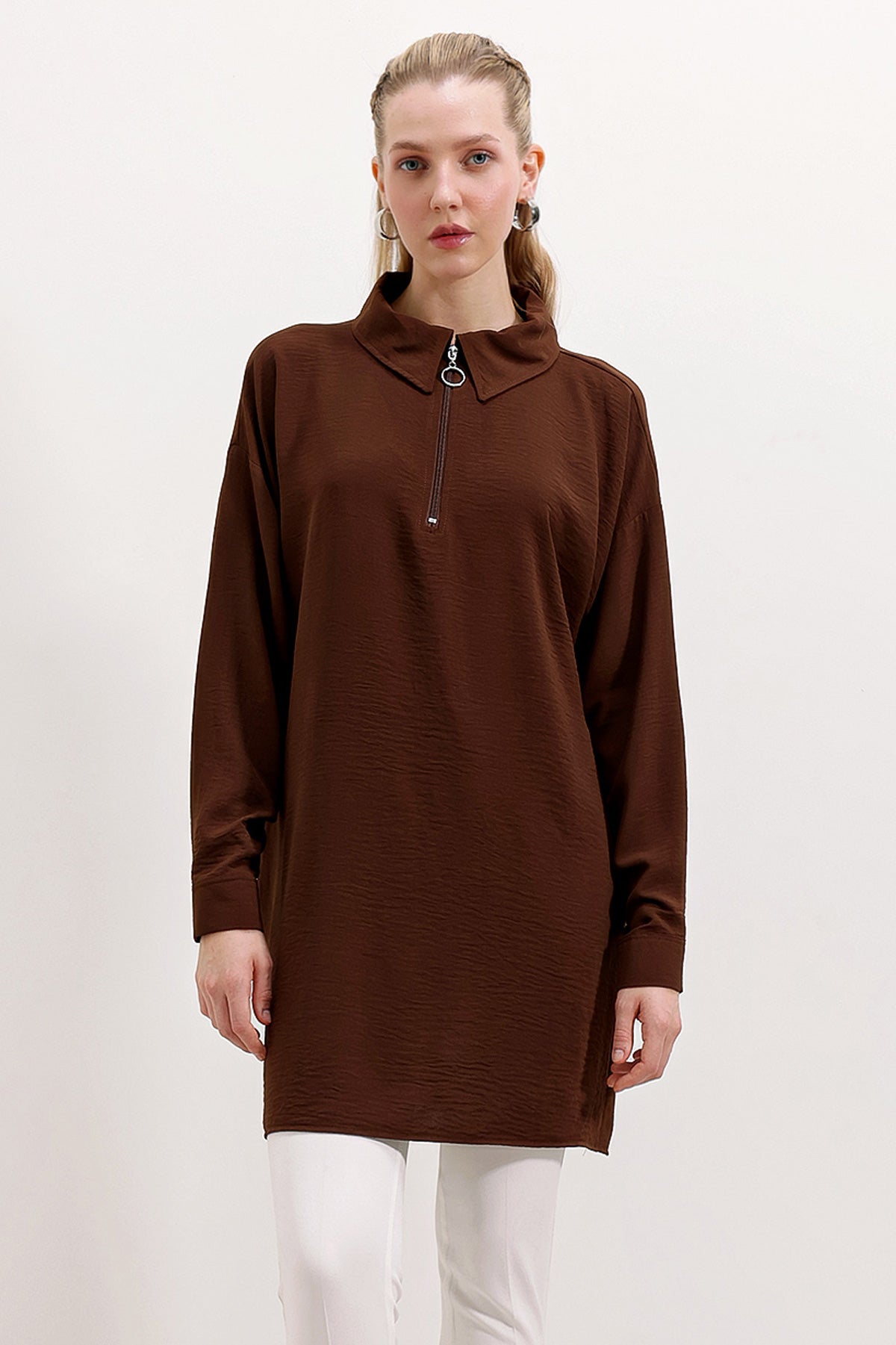 5917 fermuarli oversize tunique