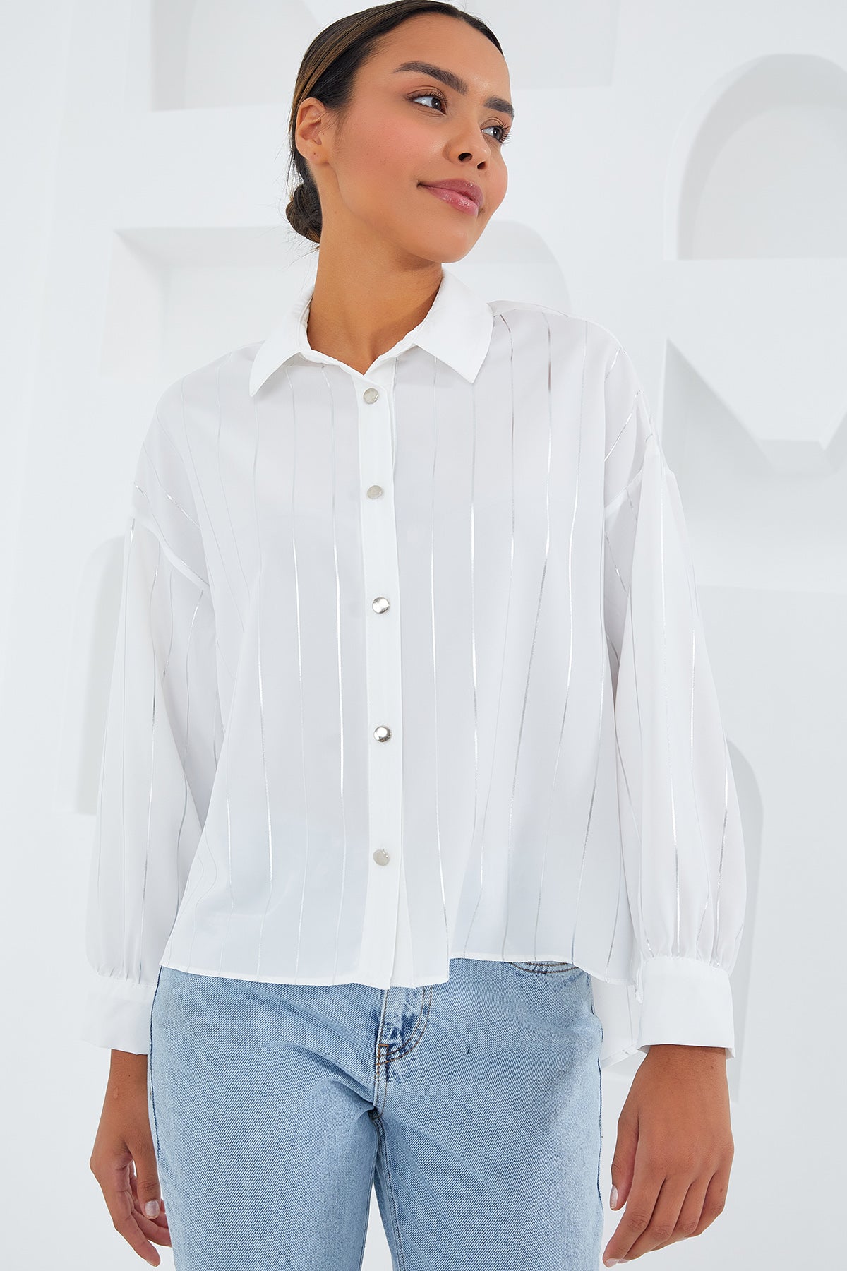 <tc>Chemise femme à rayures argentées 5924</tc>