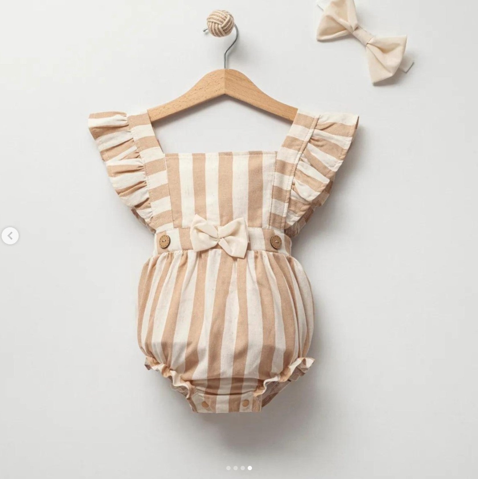 Gemma Striped Bow Bandana Romper - Justyol