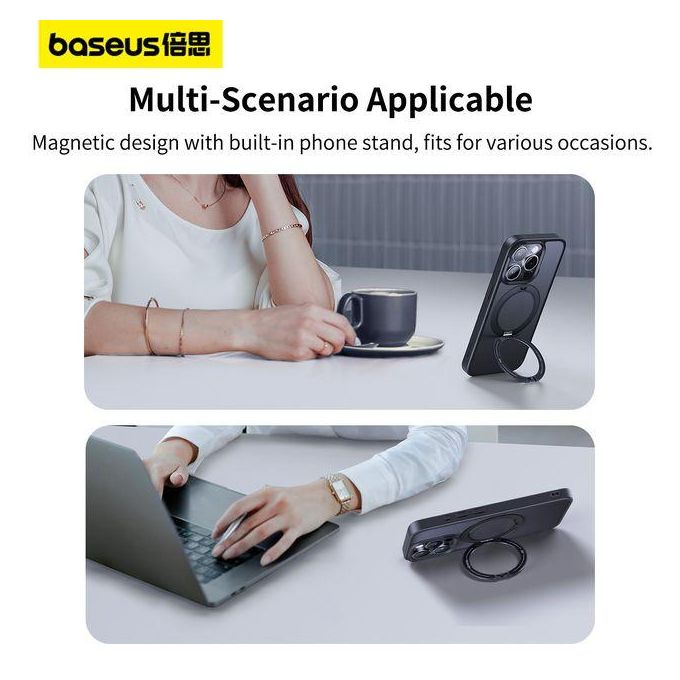 Baseus SkyRing Coque iPhone 15 MagSafe avec Anneau Rotatif 360°
