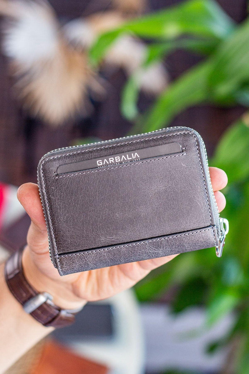 Portefeuille unisexe en cuir véritable Crazy Leather zippé avec porte-monnaie – Taba Sydney