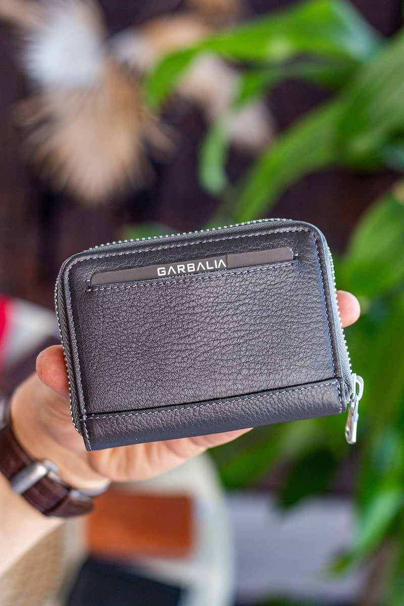 Portefeuille unisexe en cuir véritable Crazy Leather zippé avec porte-monnaie – Taba Sydney