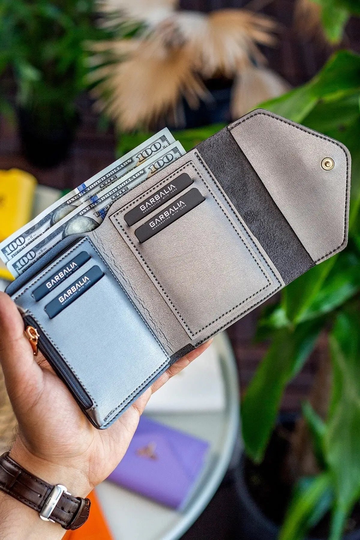 Columbia Vegan Deri Bozuk Para Gözlü Bol Kartlıklı Mini Mürdüm Kadın Cüzdanı - Justyol