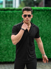 Çizgi Şeritli Kısa Kol Fit Gömlek - Justyol