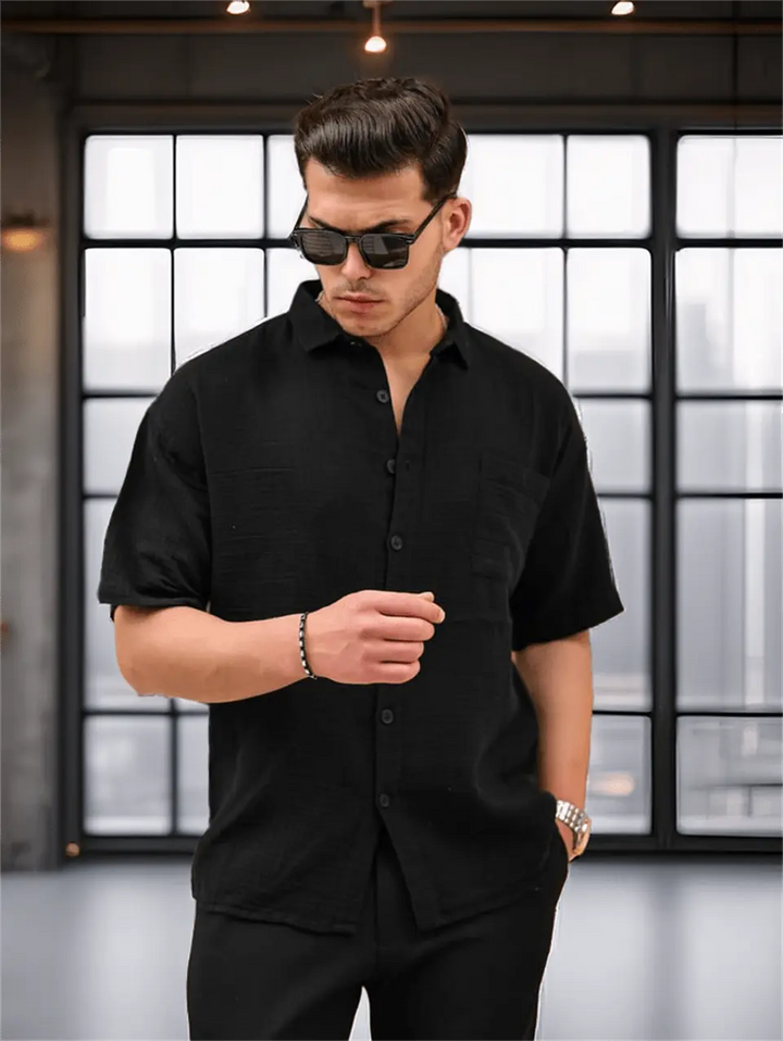 Chemise homme oversize en mousseline coton avec poche