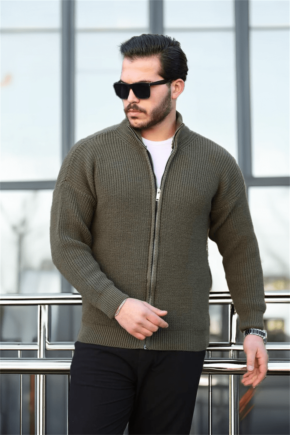 Gilet homme oversize zippé en maille Selanik