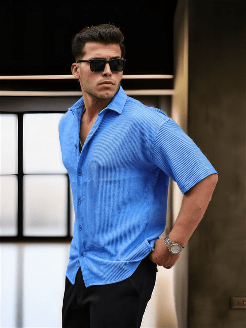 Chemise Homme Oversize Texturée à Manches Courtes