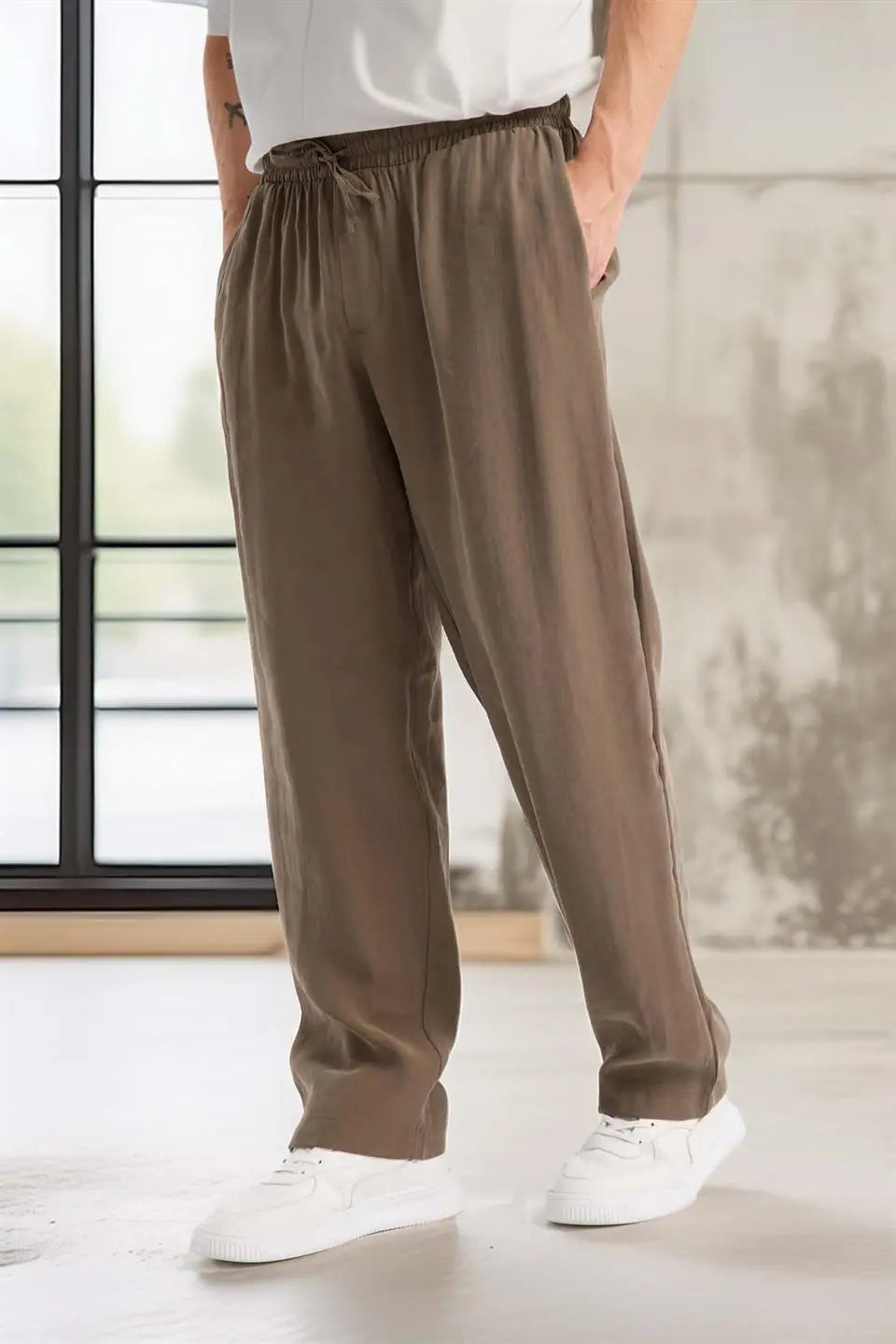 modal kumaş rahat kalip düz paça jogger erkek pantolon - Justyol
