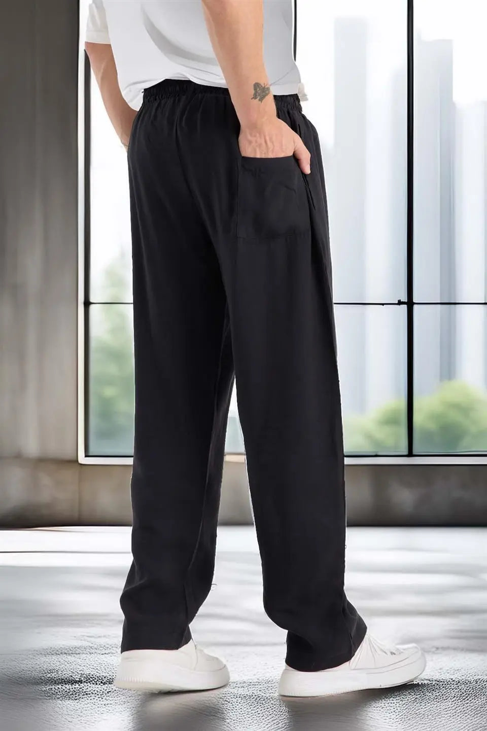 modal kumaş rahat kalip düz paça jogger erkek pantolon - Justyol