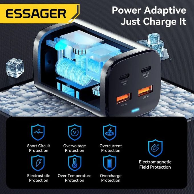 Chargeur GaN Puissant et Compact – Essager 67W pour Recharge Ultra-Rapide