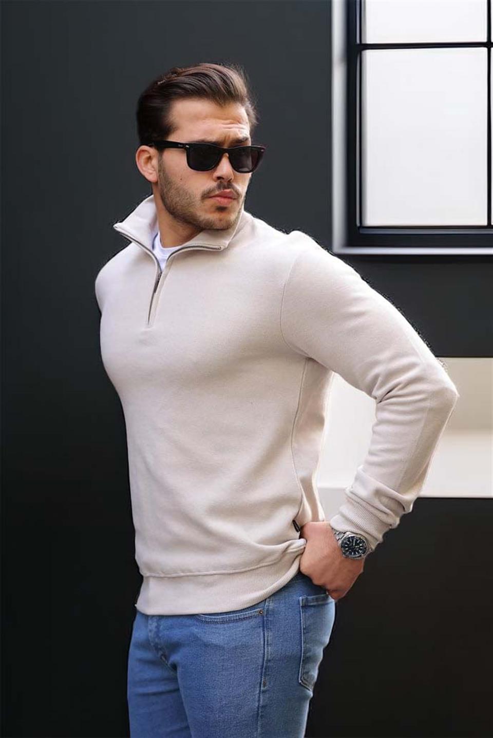 Sweat Homme Lars Col Zippé en Maille Selanik