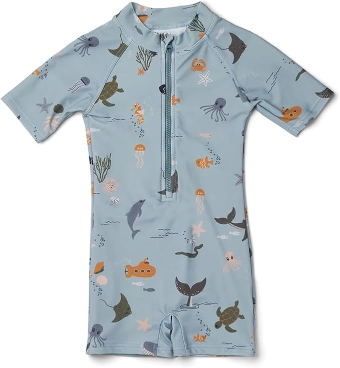 Maillot de Bain Garçon 1 Pièce – Manches Courtes avec Fermeture Zippée