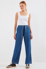 6469 pantalon jeans à jambes larges - bleu